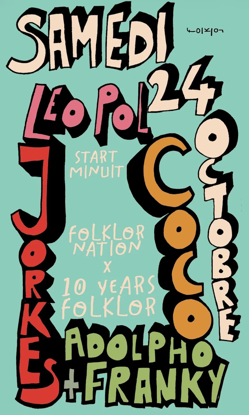 Poster: Folklor Nation x 10 years Folklor /// Leo Pol - Jorkes - Coco - Adolpho & Franky